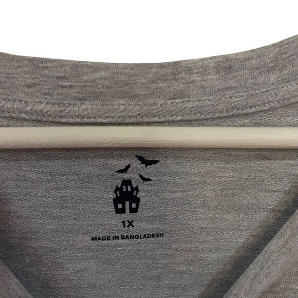 Plus Size 1X Halloween Graphic Tee | Gray Dancing Skeletons - Picture 2 of 5